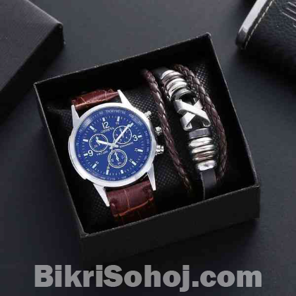Imported Fashion watch and Bracelet set for Gents        
